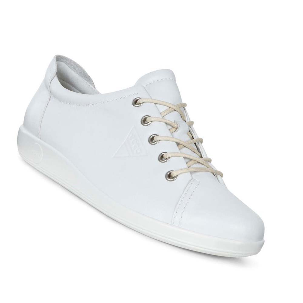 Women's Ecco Soft 2.0 Tie Sneakers White | Canada 231HAP